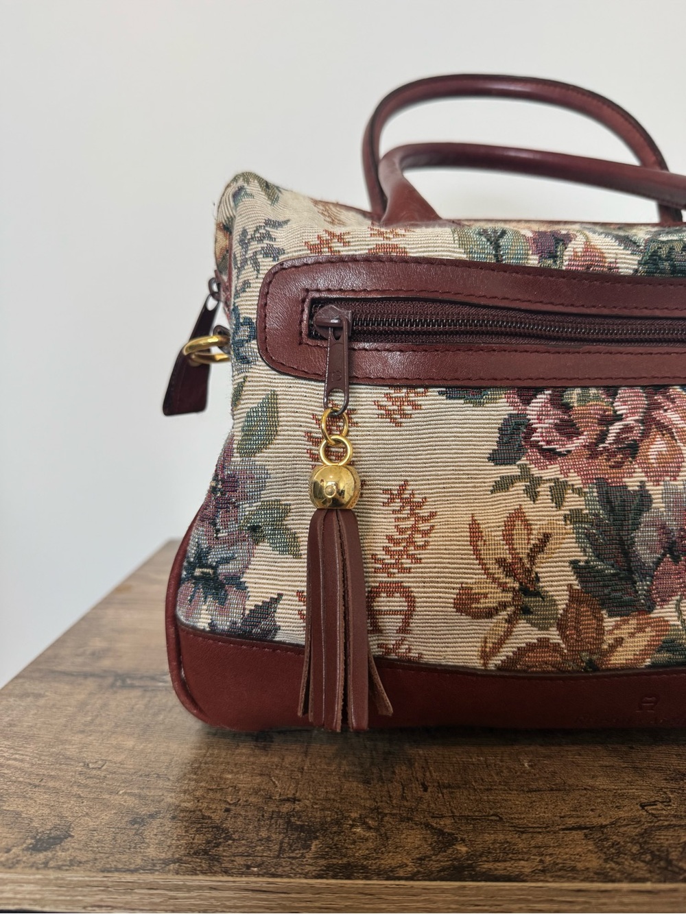 Vintage Etienne Aigner Floral Tapestry Top-Handle Satchel Handbag - Picture 9 of 15